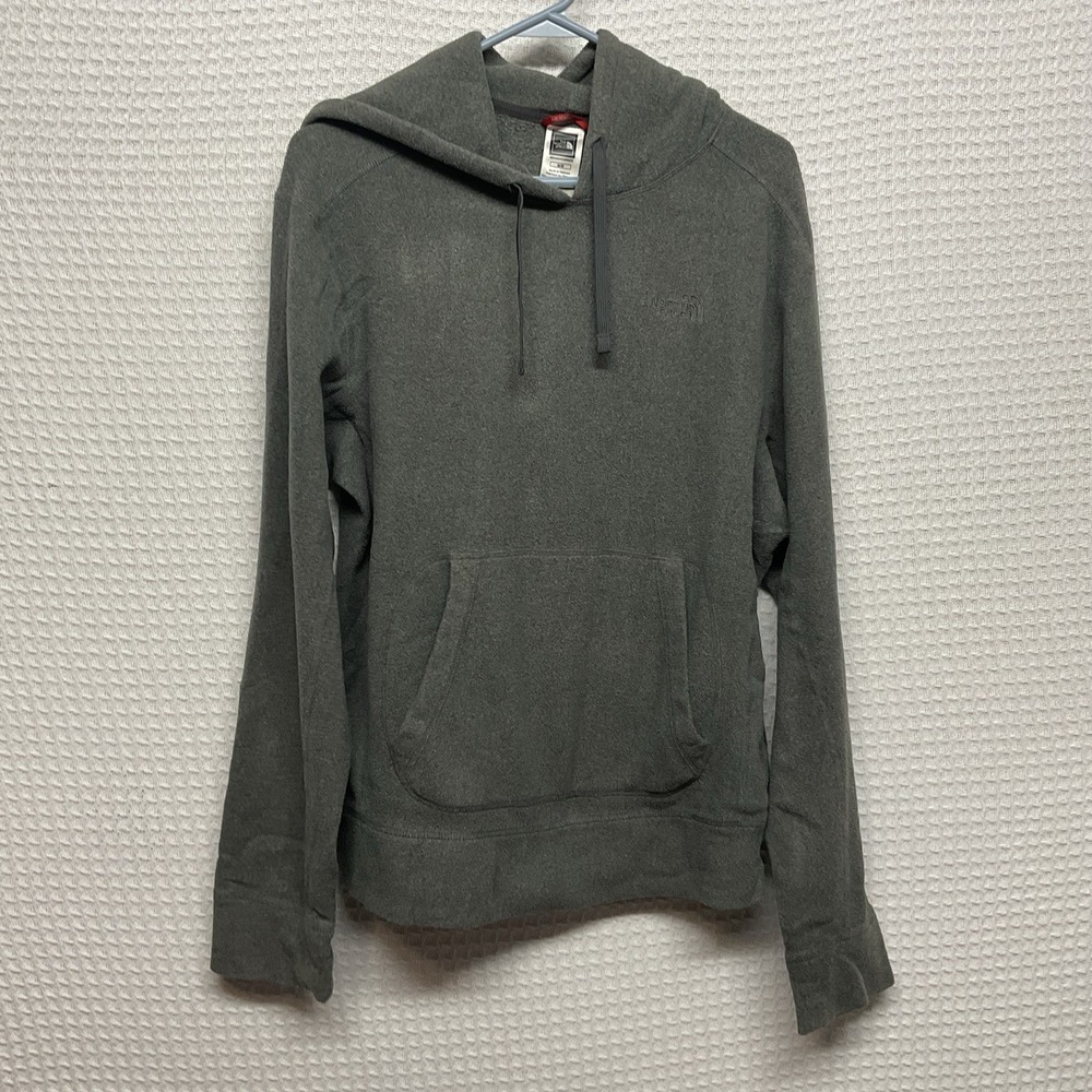THE NORTH FACE Hoodie Men Medium Gray Logo Pullover Sweatshirt Fleece Pocket
